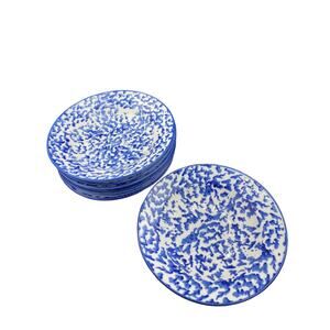 set of 7 ROYAL MAJESTIC STONEWARE COUNTRY blue 8750 soup, salad, cereal bowls